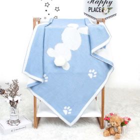 Baby Cartoon Rabbit & Footprints Embroidered Graphic 3D Tail Blanket (Size/Age: (0-12Y), Color: Blue)