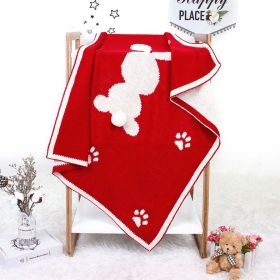 Baby Cartoon Rabbit & Footprints Embroidered Graphic 3D Tail Blanket (Size/Age: (0-12Y), Color: Red)