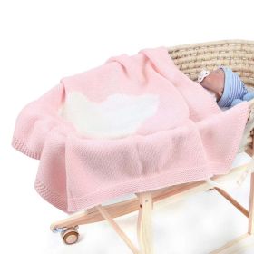 Children's Heart Knitted Graphic Air Conditional Blanket Wool Quilt (Size/Age: Average Size (0-12Y), Color: Pink)