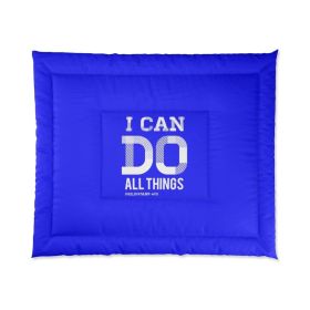 Bedding, Royal Blue And White I Can Do All Things Philippians 4:13 Graphic Text Style Comforter (size: 104x88)